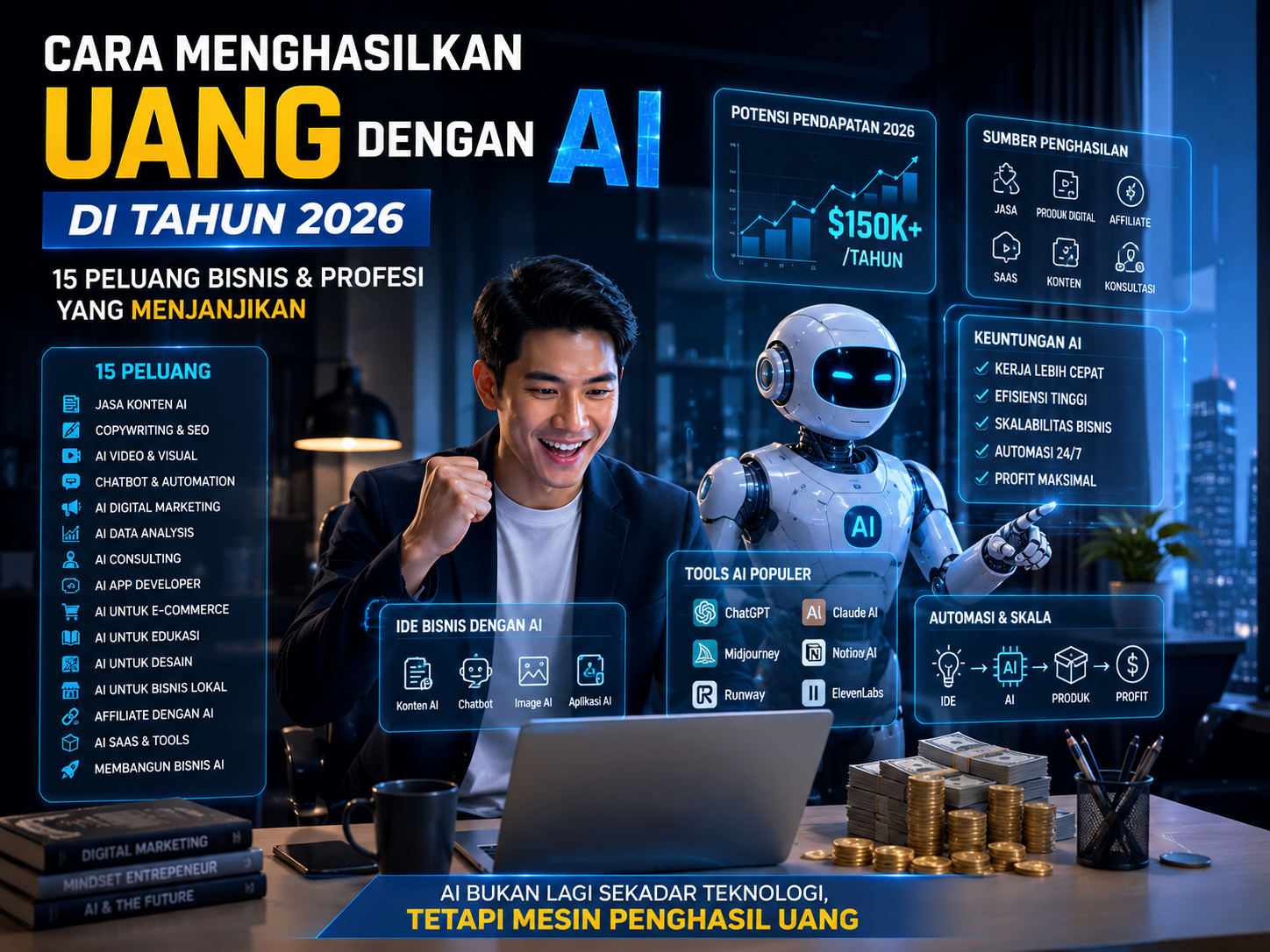 Cara Menghasilkan Uang dengan AI di Tahun 2026: 15 Peluang Bisnis dan Profesi yang Menjanjikan